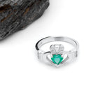 Irish Claddagh Ring with Precious Gemstone Heart And Diamonds