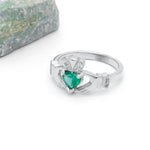 Irish Claddagh Ring with Precious Gemstone Heart And Diamonds