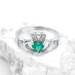 Irish Claddagh Ring with Precious Gemstone Heart And Diamonds