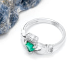 Irish Claddagh Ring with Precious Gemstone Heart And Diamonds
