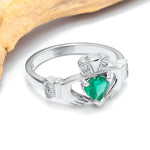 Irish Claddagh Ring with Precious Gemstone Heart And Diamonds