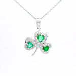 Gold Heartshaped Emerald And Diamond Shamrock Pendant
