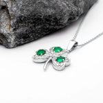 Gold Heartshaped Emerald And Diamond Shamrock Pendant