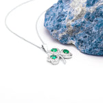 Gold Heartshaped Emerald And Diamond Shamrock Pendant