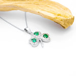 Gold Heartshaped Emerald And Diamond Shamrock Pendant