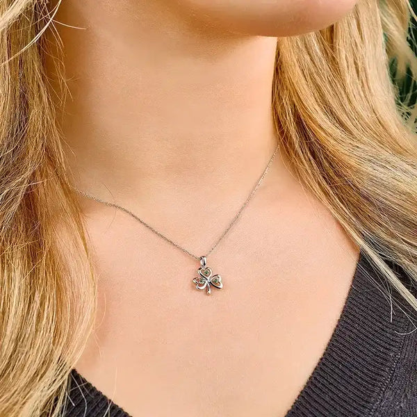 Gold Emerald Shamrock Necklace