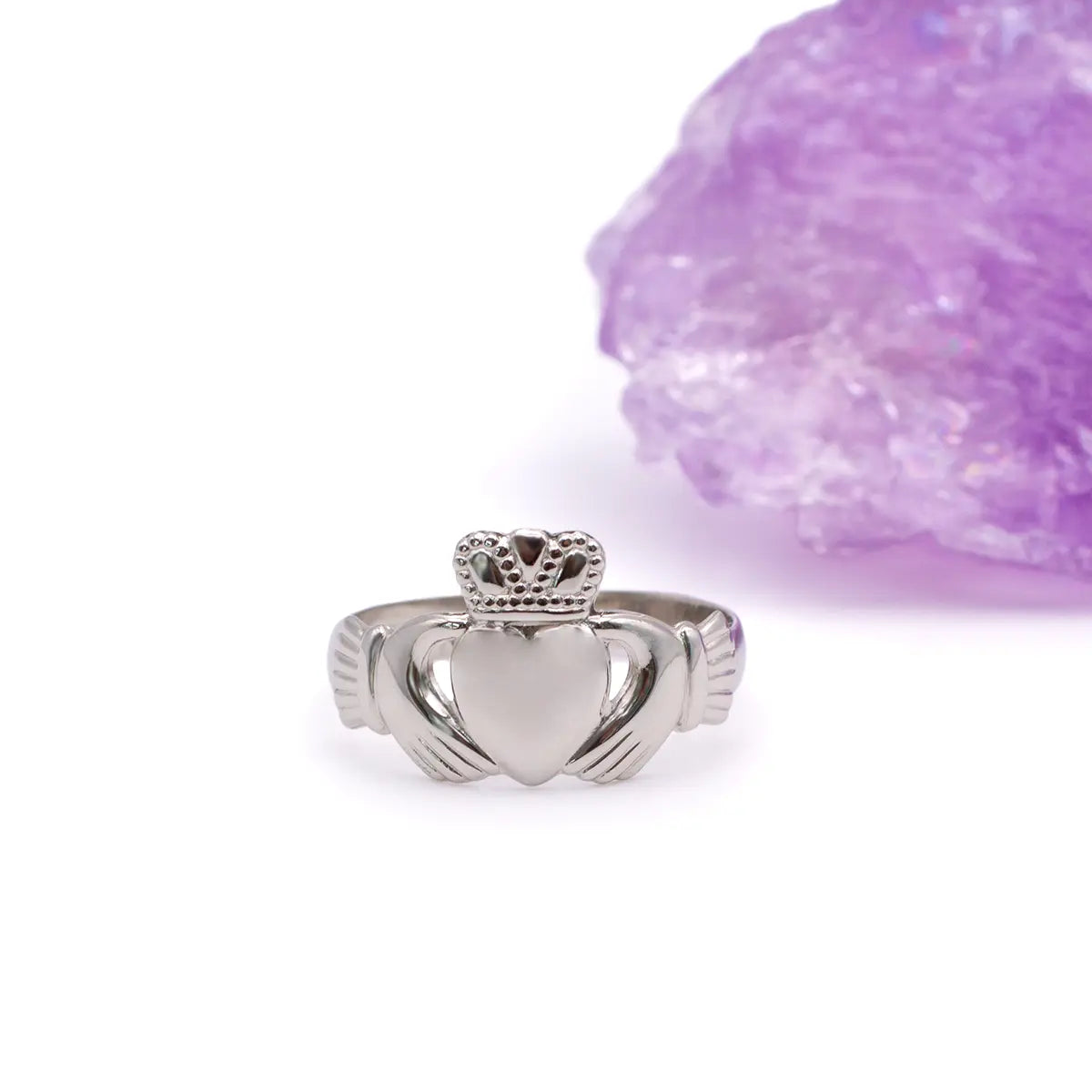 White Gold Ladies Claddagh Ring