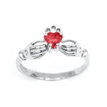 Irish Claddagh Ring With Heartshaped Precious Gemstone