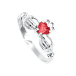 Irish Claddagh Ring With Heartshaped Precious Gemstone