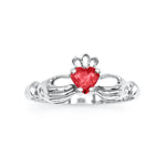 Irish Claddagh Ring With Heartshaped Precious Gemstone