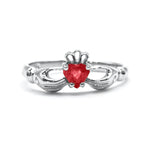Irish Claddagh Ring With Heartshaped Precious Gemstone
