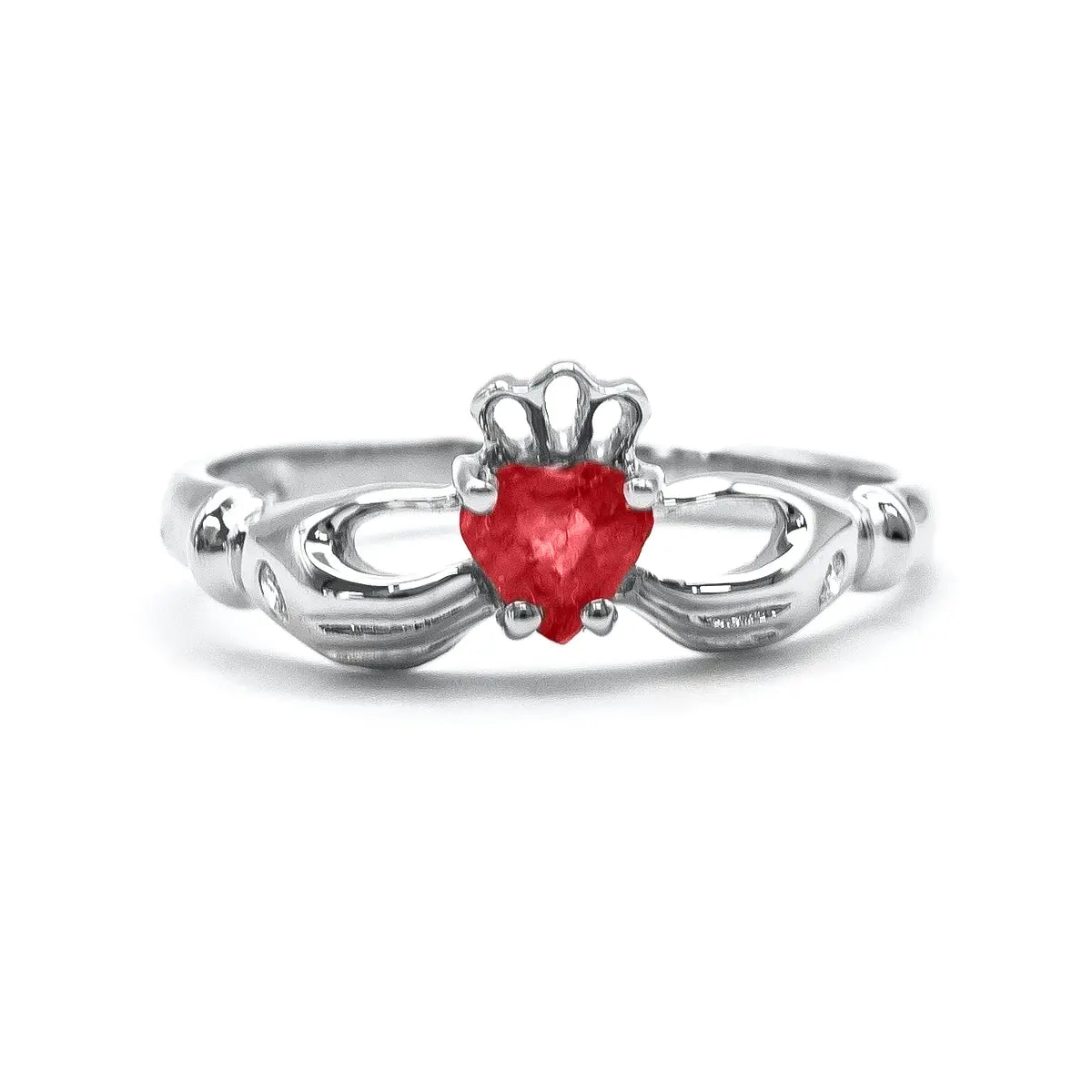 Irish Claddagh Ring With Heartshaped Precious Gemstone – view 6