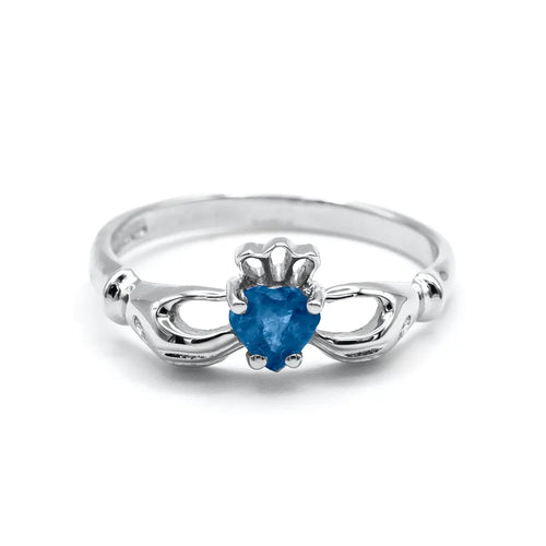 Irish Claddagh Ring With Heartshaped Precious Gemstone