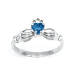 Irish Claddagh Ring With Heartshaped Precious Gemstone