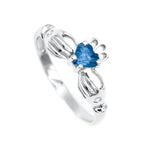 Irish Claddagh Ring With Heartshaped Precious Gemstone