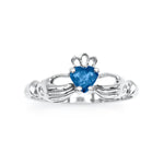 Irish Claddagh Ring With Heartshaped Precious Gemstone