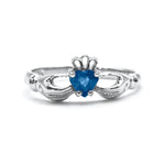 Irish Claddagh Ring With Heartshaped Precious Gemstone