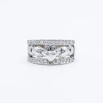 White Gold Wide Band Claddagh Ring with Diamonds