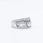 White Gold Wide Band Claddagh Ring with Diamonds