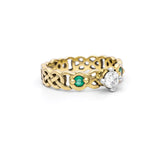 Celtic Knot Engagement Ring with Diamond and Emeralds