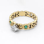 Celtic Knot Engagement Ring with Diamond and Emeralds